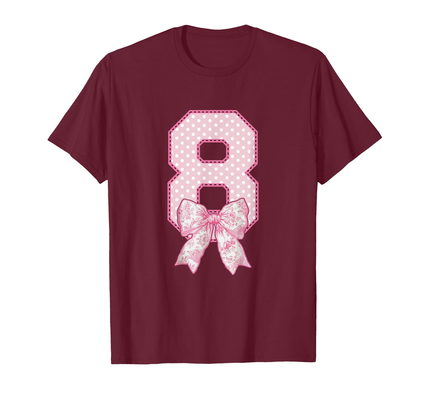 8th Birthday Shirts for Girls Coquette Bow Eight 8 Year Old T-Shirt
