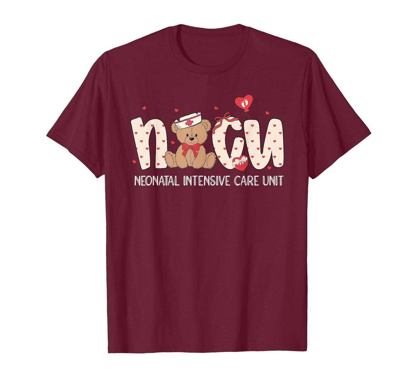 NICU Nurse Valentines Cute Bear Neonatal Intensive Care Unit T-Shirt
