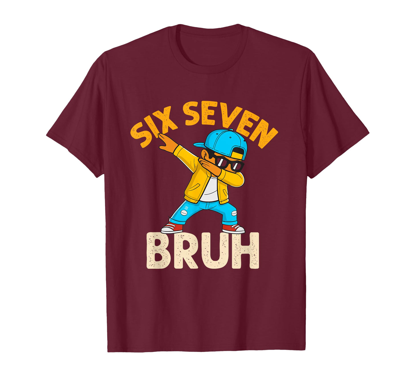 Dabbing Six Seven Bruh Kids 67 Meme 6 7 Numbers Funny Boys T-Shirt
