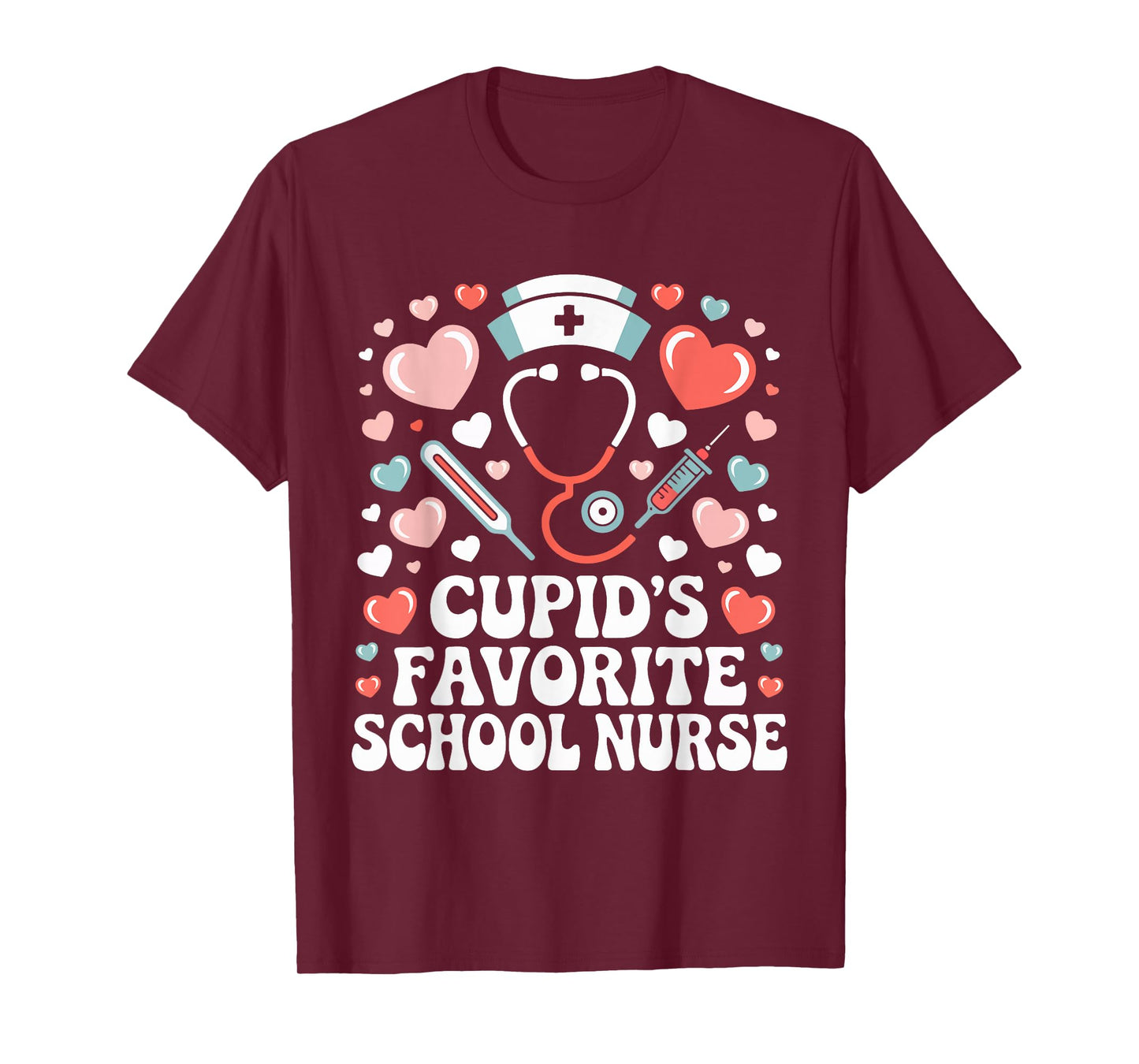 Cupid's Favorite School Nurse Valentines Day Hearts T-Shirt
