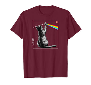 Cat Rainbow Prism Japanese Art - Light Spectrum Minimalist T-Shirt