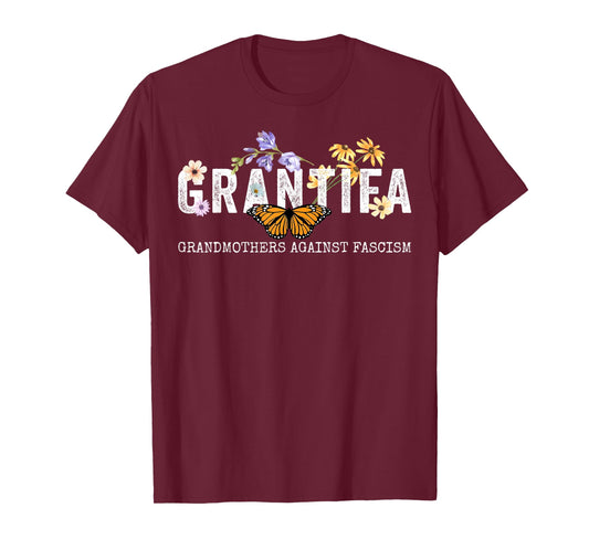 Grantifa Grandmothers Against Fascism Boho Floral T-Shirt