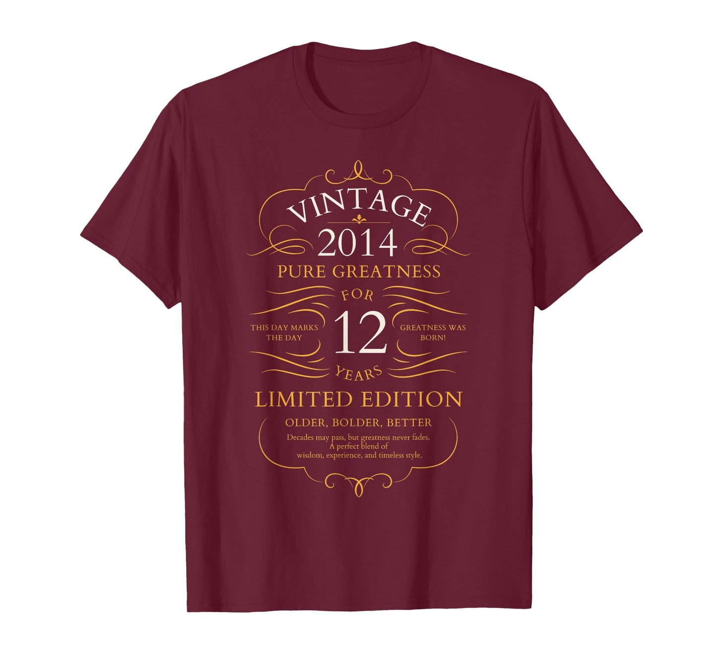 Vintage 2014 12th Birthday 12 Years Old Boys Girls Bday T-Shirt