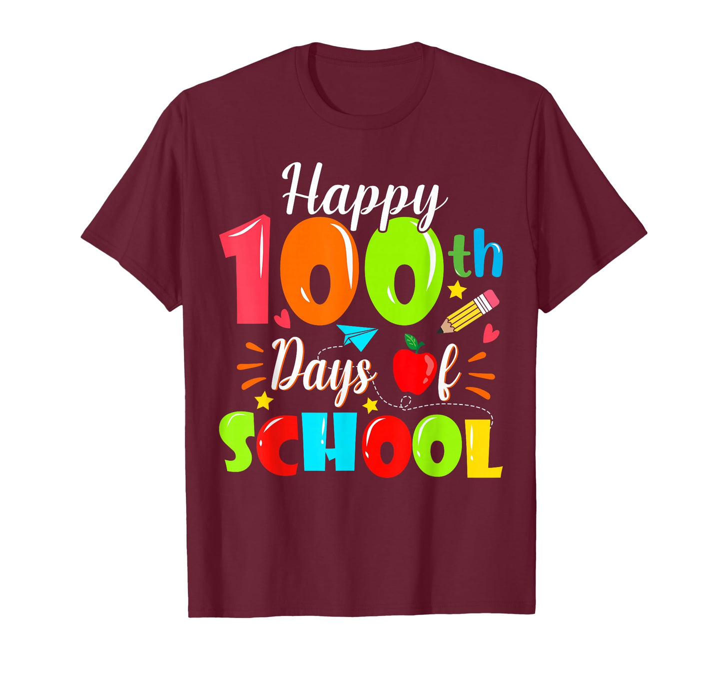 Happy 100th Day of School Funny Teachers Sudents Kids T-Shirt