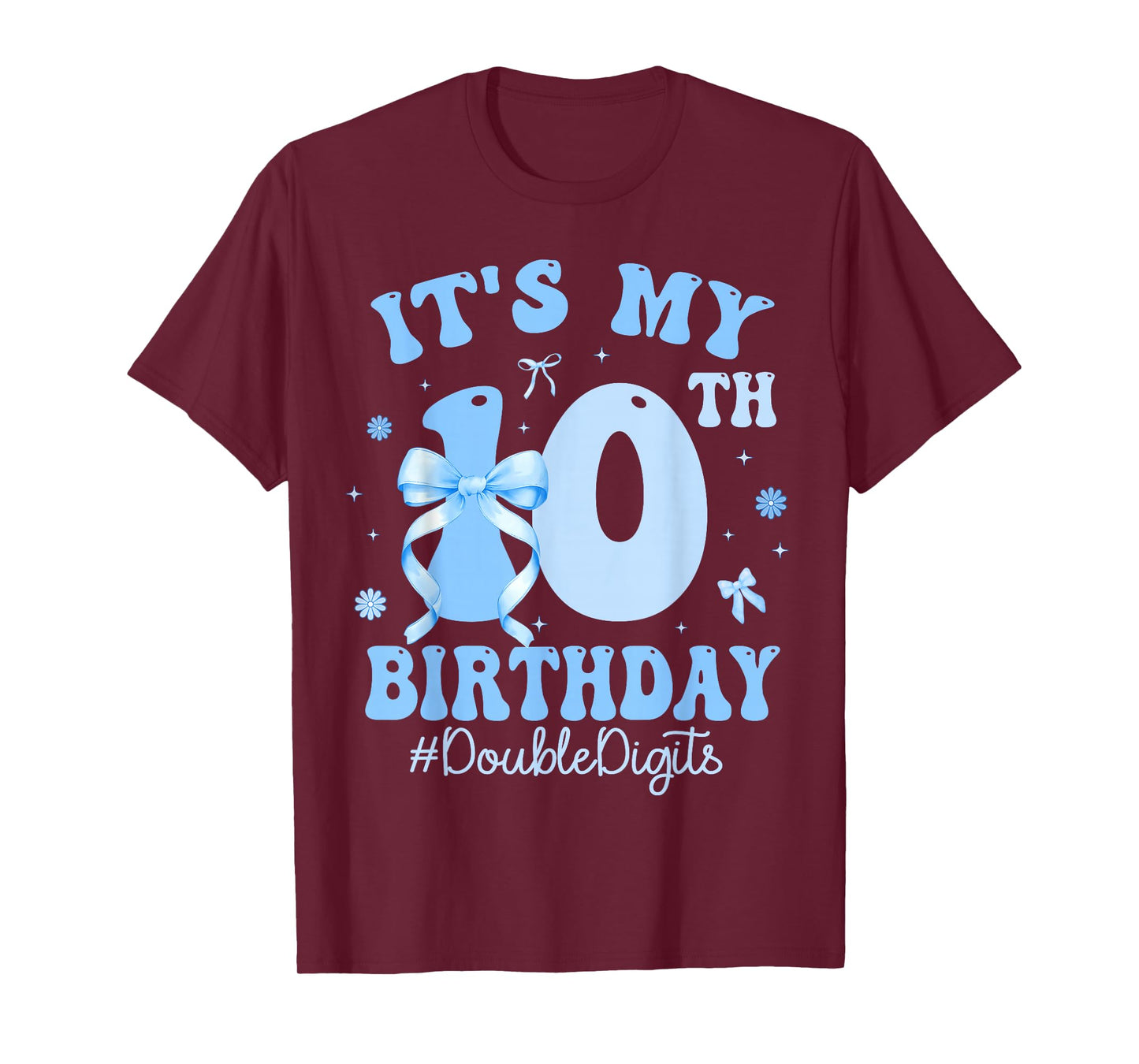 It's My 10th Birthday Girl Coquette Bow Blue 10 Year Old T-Shirt