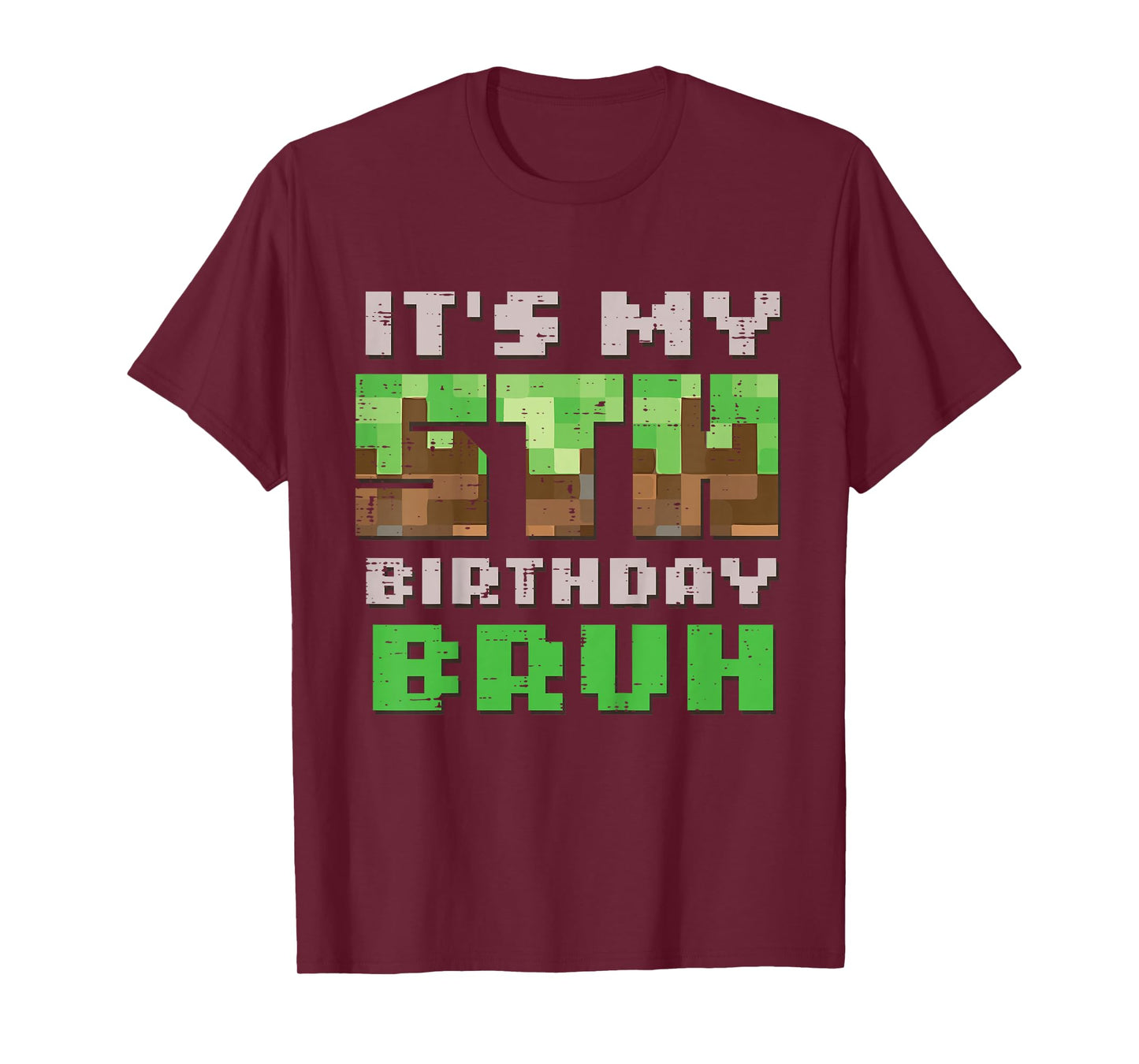 Kids Its My 5th Birthday Bruh Pixel Gamer 5 Bday Gaming Boys Kids T-Shirt