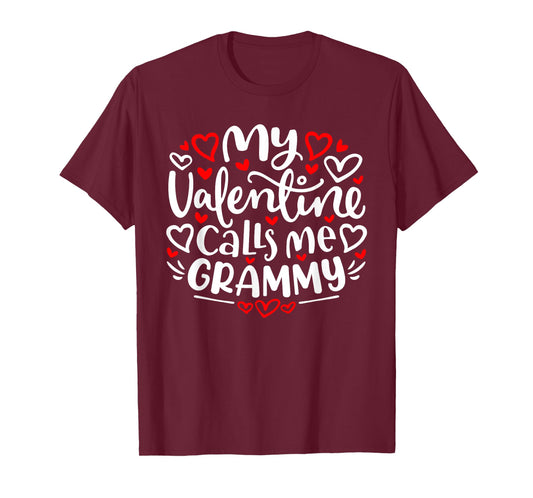 My Valentine Calls Me Grammy Cute Heart Valentine's Day T-Shirt