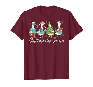 Just A Jolly Goose Nurse Snowflake Christmas Xmas Holiday T-Shirt