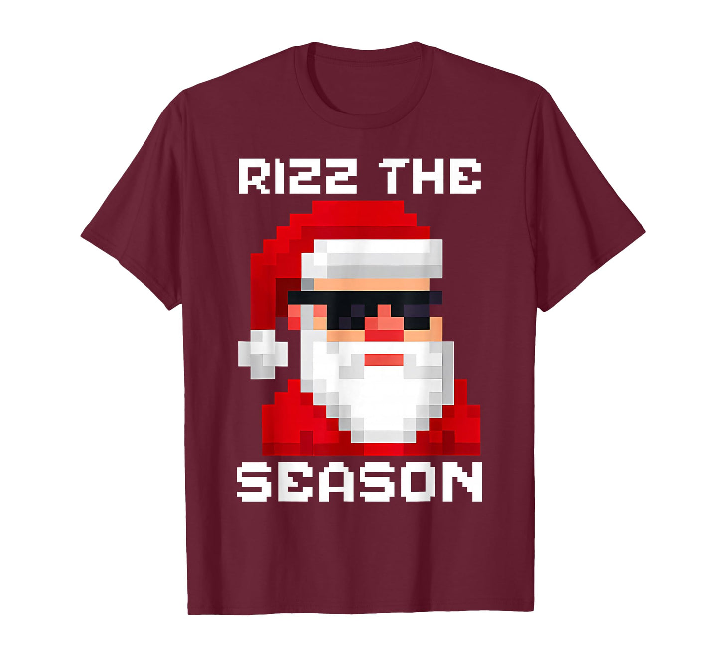 Rizz The Season Christmas Game Pixel Santa Men Boys Teen Pjs T-Shirt