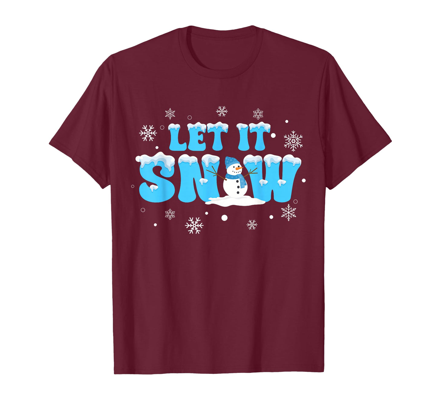 Let It Snow Cute Snowman Winter Christmas Kids Men Women T-Shirt