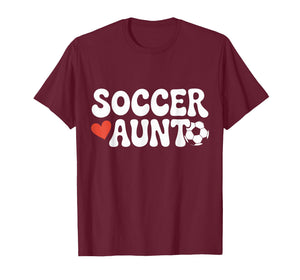 Proud Soccer Aunt Family Sport Retro Groovy Nephew Auntie T-Shirt