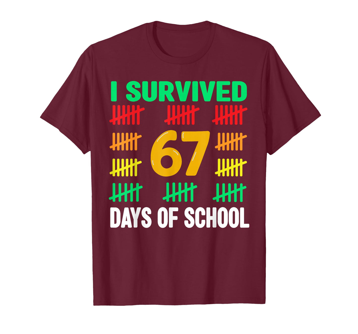 I Survived 67 Days of School 6 7 Shirt Kids 67 Boys 6-7 Meme T-Shirt