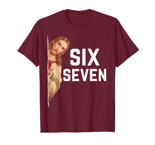 67 Meme Jesus Six Seven Alpha Slang 6 7 Meme Kid Students T-Shirt