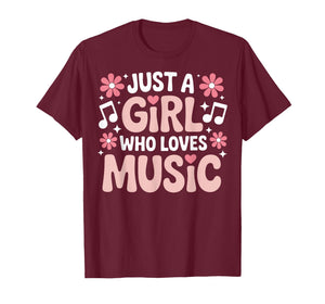 Just A Girl Who Loves Music Musician Girl Style T-Shirt