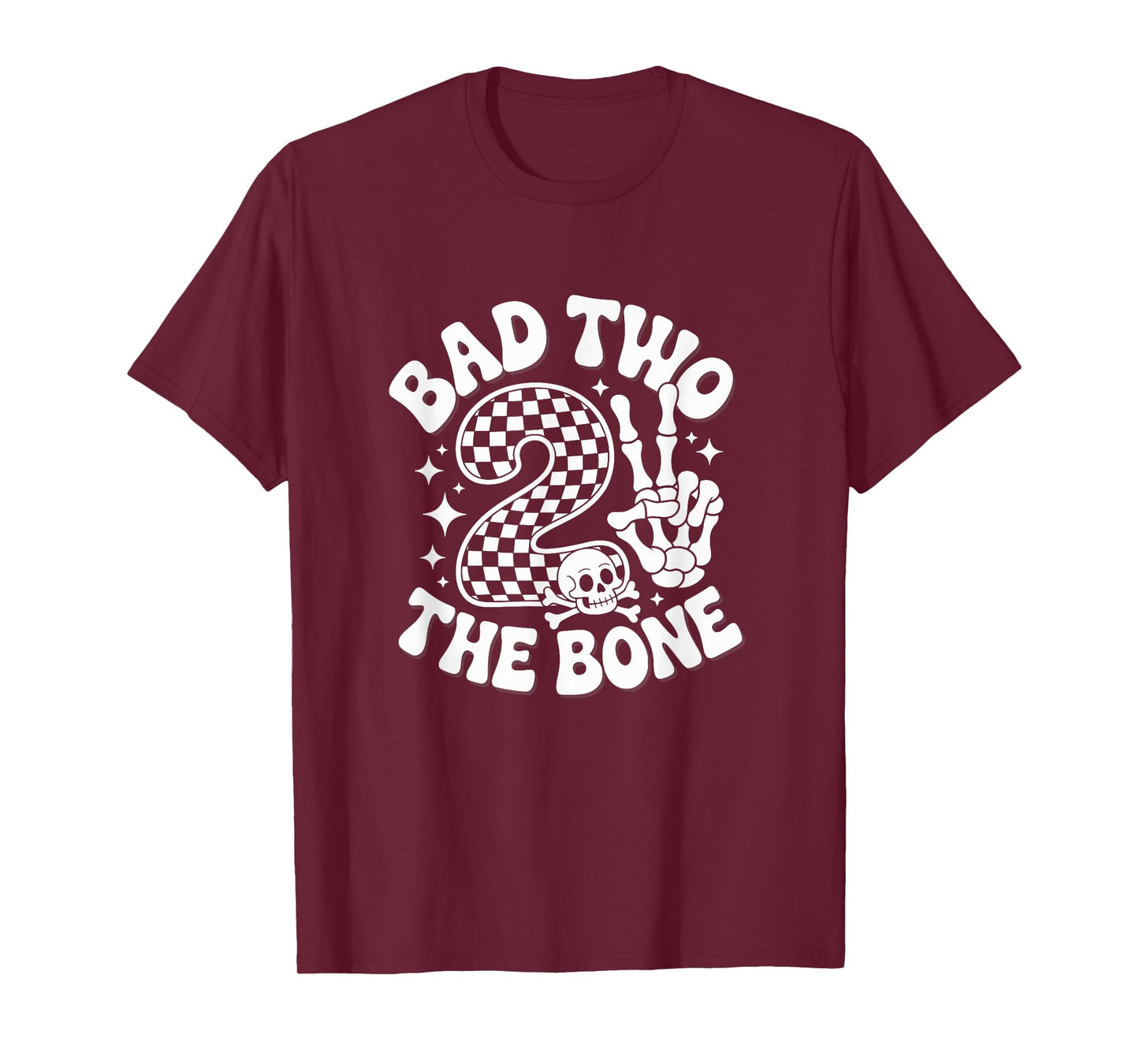 Bad Two The Bone 2nd Birthday Skeleton Vintage Toddler Biker T-Shirt