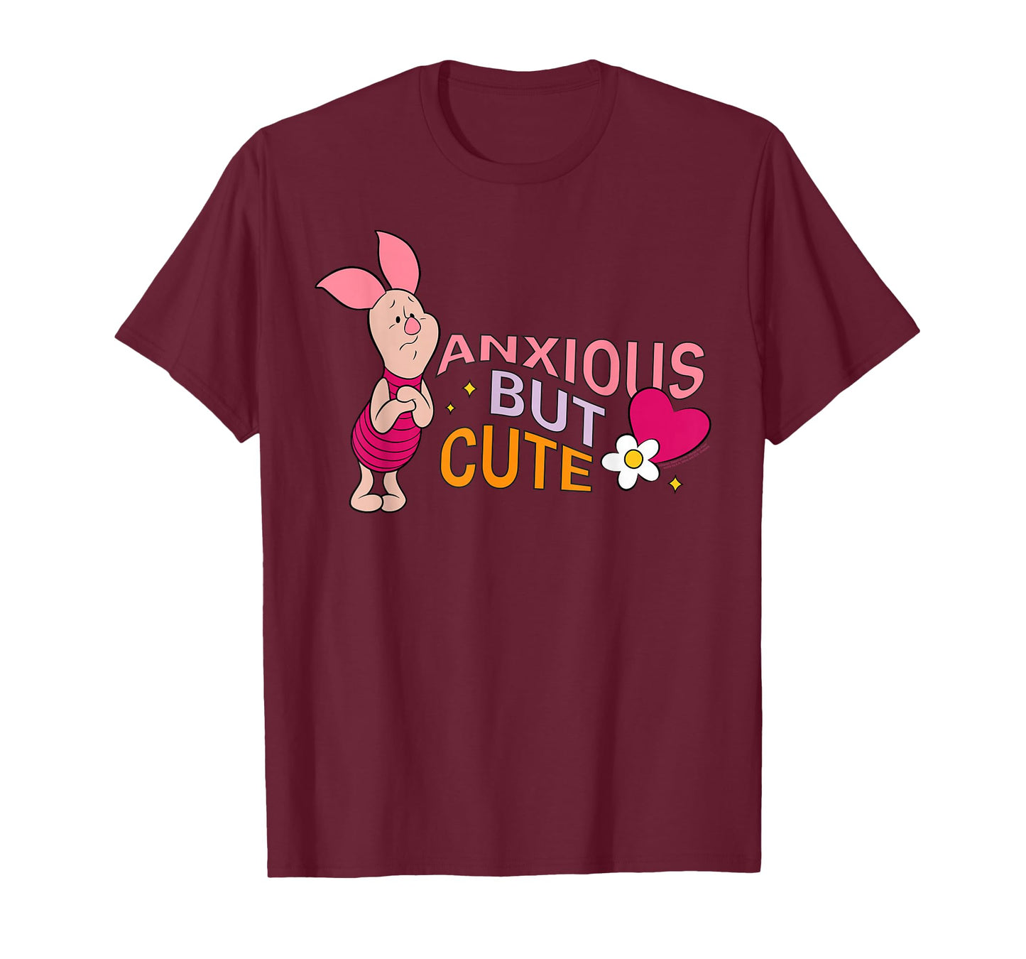 Disney Winnie The Pooh Piglet Anxious But Cute Funny Mood T-Shirt
