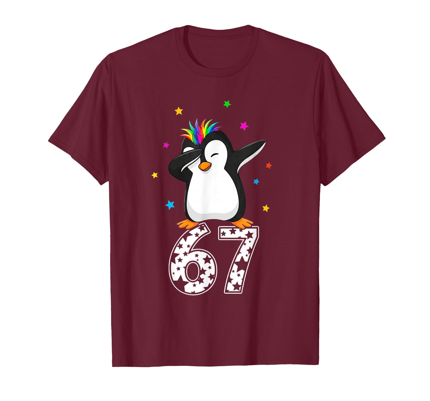 Dabbing Penguin 67 Funny Six Seven Gen Z Slang Meme Cute T-Shirt