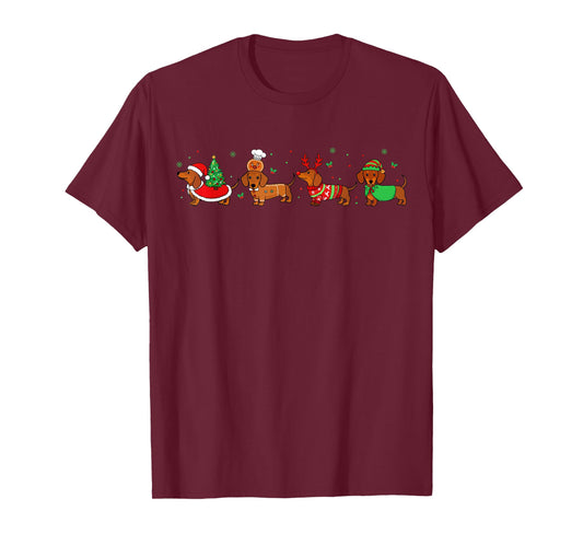 Dachshund Christmas Pajamas for Women Girlfriend Dog Lovers T-Shirt