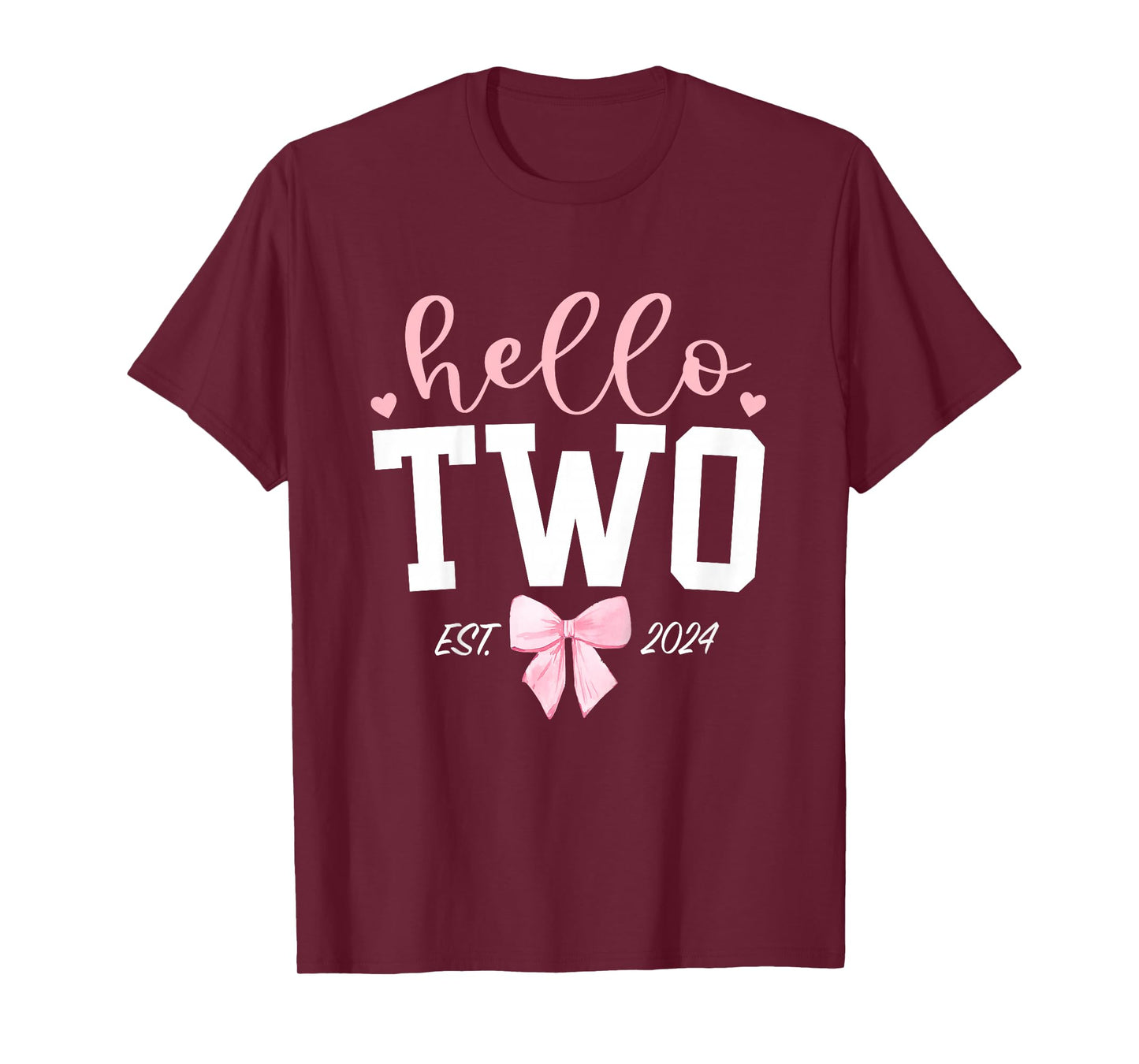 Hello Two Est 2024 2nd Birthday Girl Turning 2 T-Shirt