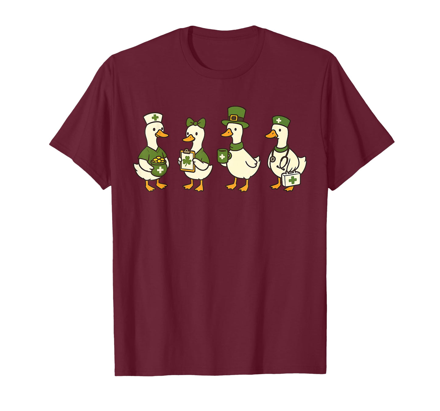 St Patricks Day Goose Registered Nurse RN Nursing Shamrock T-Shirt