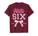 Hello 6 Est 2020 6th Birthday Girl Pink Coquette Bow T-Shirt