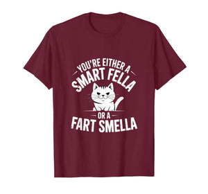 Smart Fella Fart Smella Funny Cat Spoonerism Humor T-Shirt