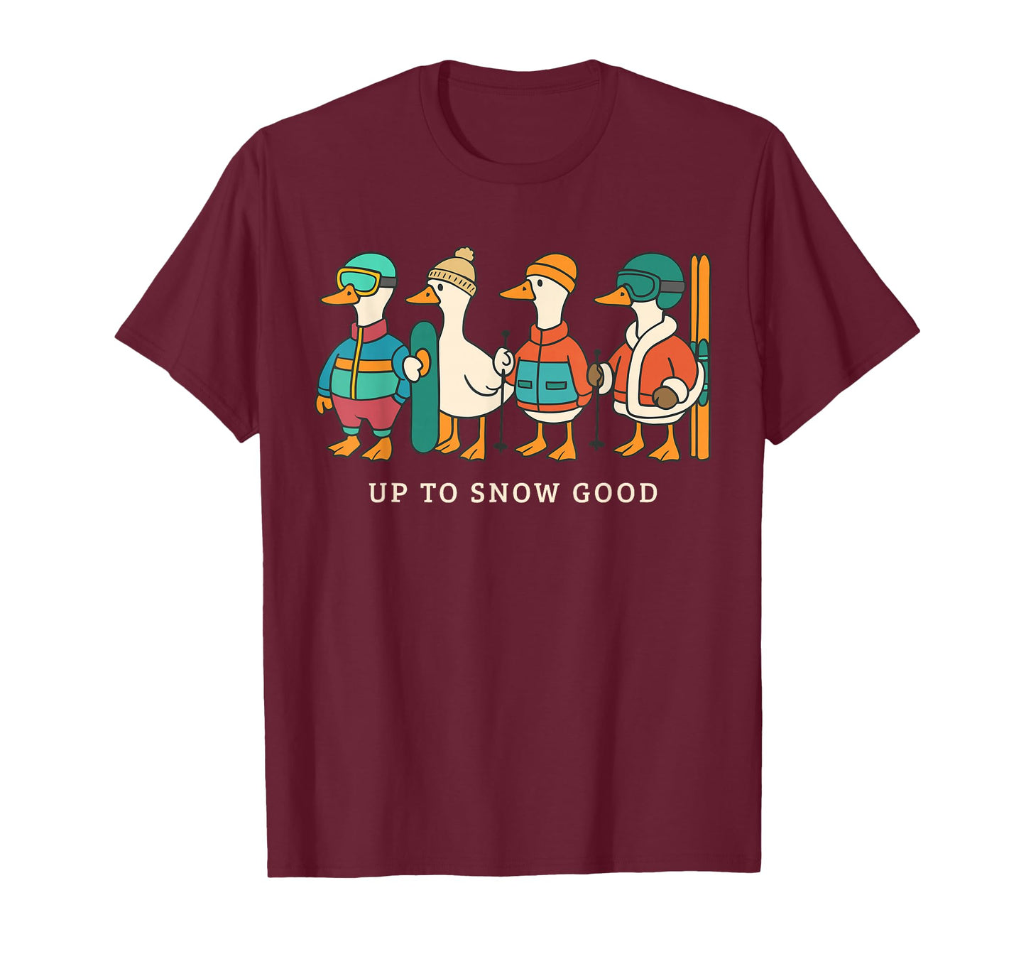 Skiing Snowboarding Ski Trip Family Vacation Silly Goose T-Shirt