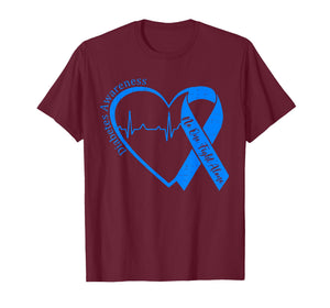 Support Type 1 Diabetes Awareness T1D Heart Ribbon Blue T-Shirt