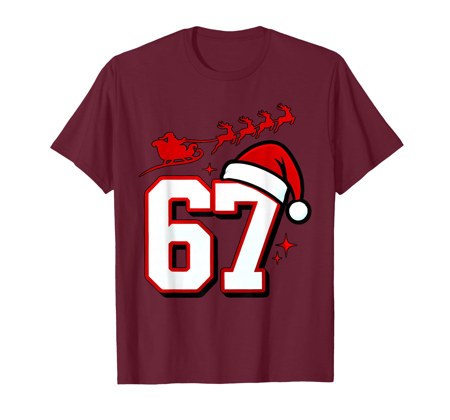 Funny Six Seven 67 Meme 6 7 Elf Santa Christmas Pajamas Kids T-Shirt