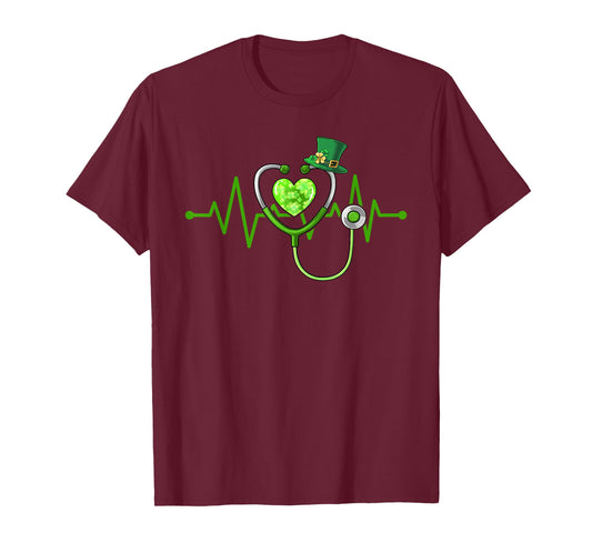 St Patricks Day Nurse Heartbeat Saint Pattys Scrub Women T-Shirt