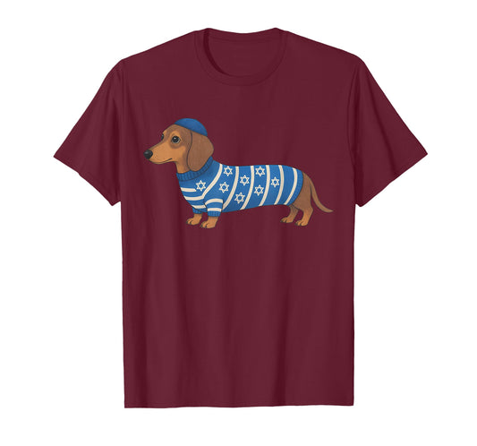 Hanukkah Dachshund Funny Wiener Dog Holiday Sweater Festive T-Shirt