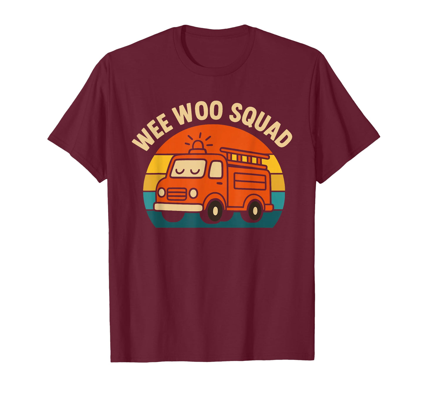Fire Truck Wee Woo Squad Firefighter Funny Fireman Truck T-Shirt