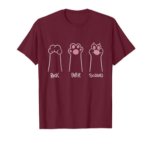 Cute Paw Funny Cat Rock Paper Scissors Hand Game T-Shirt