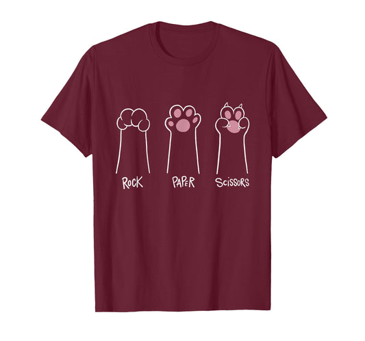 Cute Paw Funny Cat Rock Paper Scissors Hand Game T-Shirt