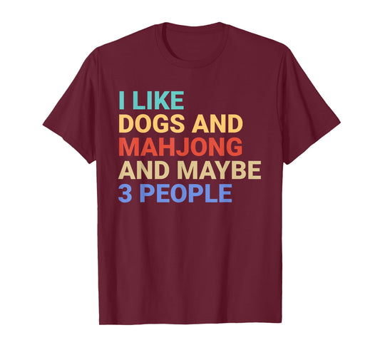 Retro I Like Dogs and Mahjong Lover Funny T-Shirt