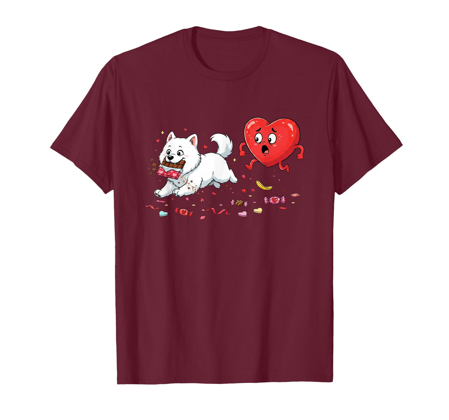 Samoyed Dog Heart Chocolate Valentine Dog Womens Mens Kids T-Shirt