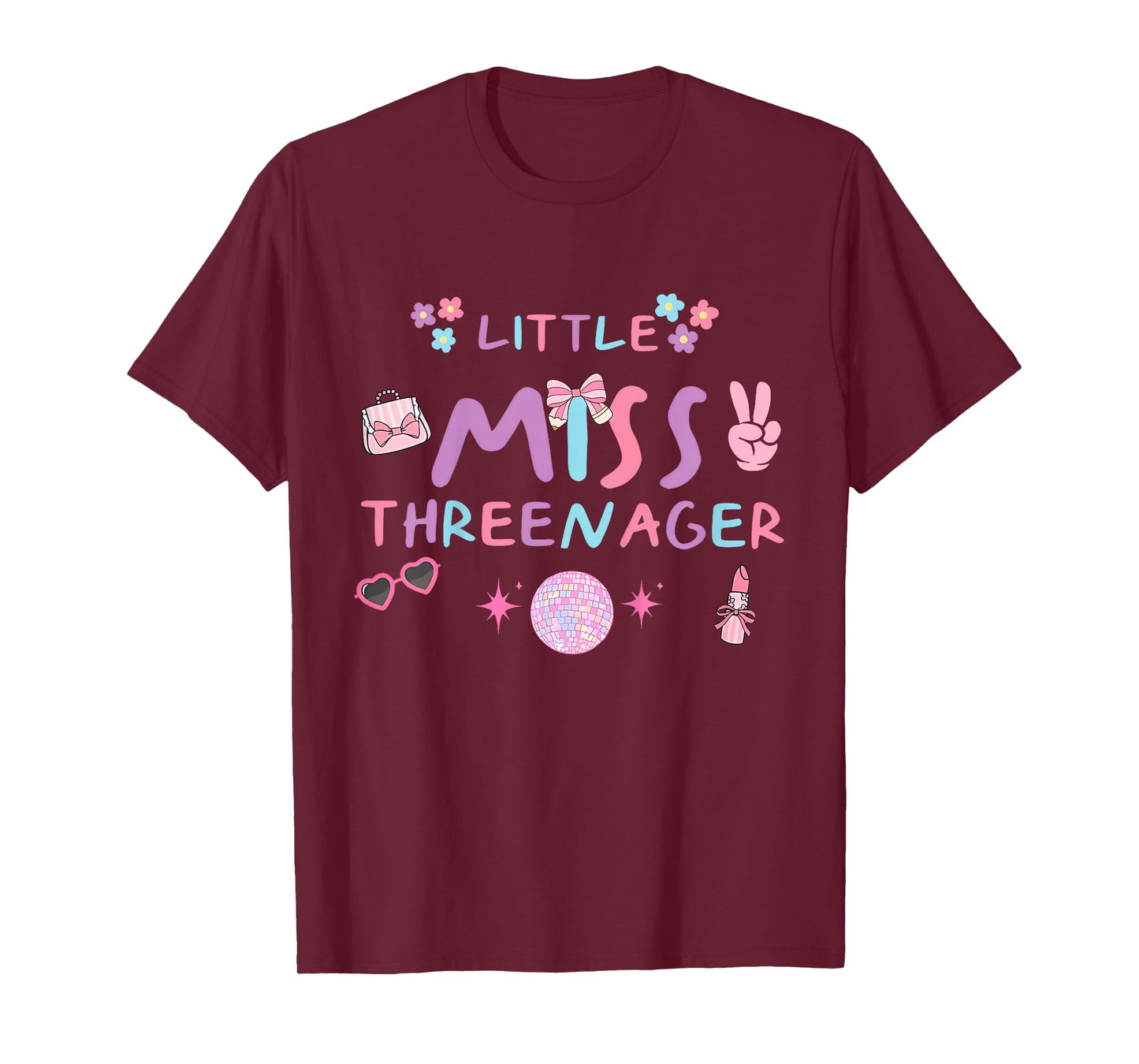 Funny Threenager Happy 3rd Bday Party Gifts 3 Years Old Girl T-Shirt