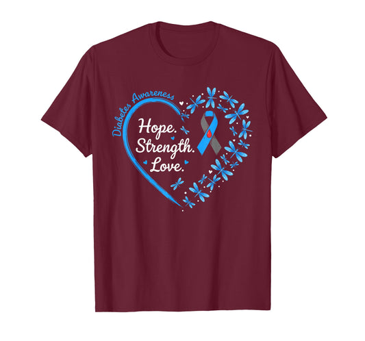 in November We Wear Gray Blue Diabetes Awareness Love Heart T-Shirt