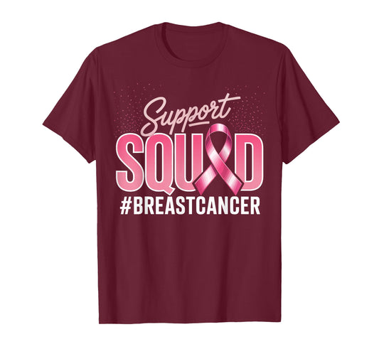 Support Squad Breast Cancer Awareness Month Pink Ribbon T-Shirt