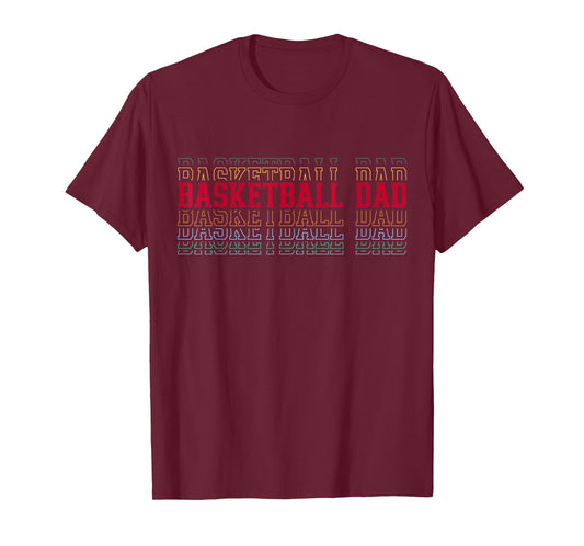 Basketball Dad Funny Layered Text Father Coach Player T-Shirt