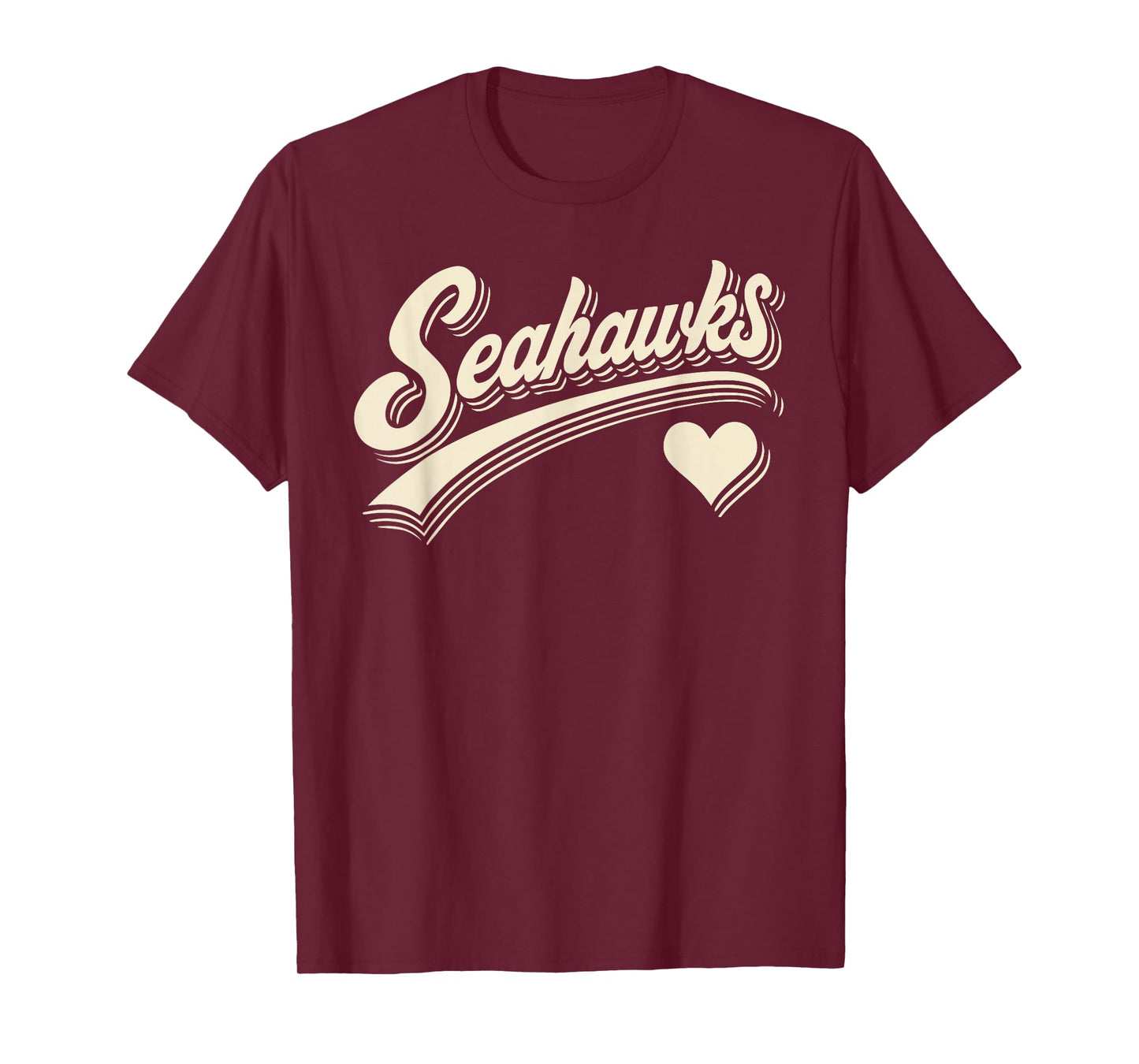 Retro Seahawks Name Heart Script Gift for Men Women Kids T-Shirt