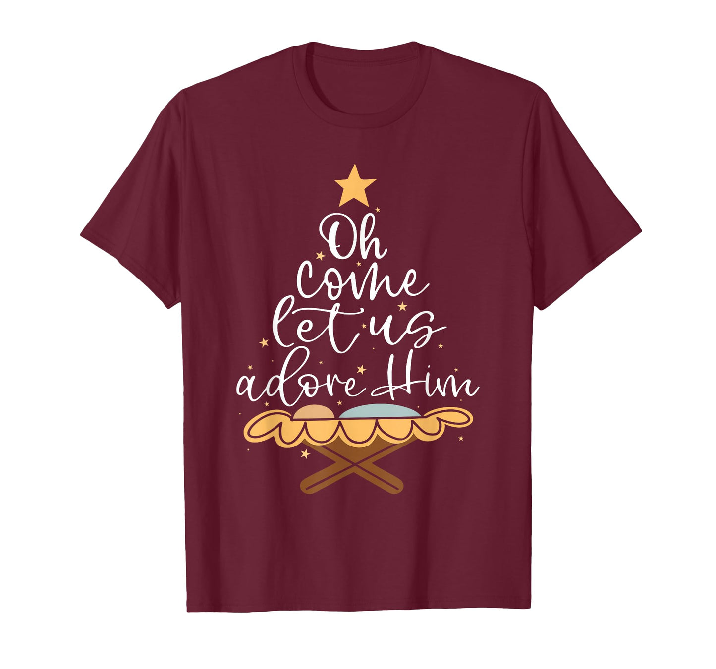 Oh Come Let Us Adore Him Christian Jesus Christmas Pajamas T-Shirt