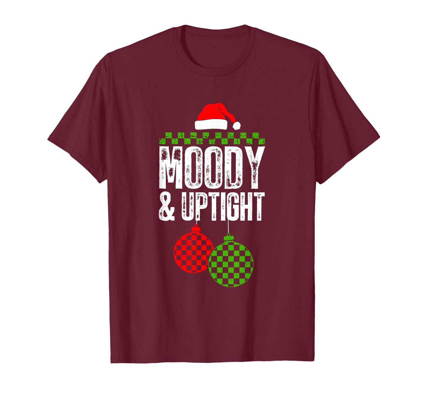 Retro Merry and Bright Moody and Uptight Couples Christmas T-Shirt