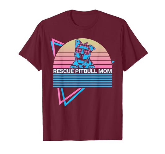 Pitbull Mom Pit Bull Retro Rescue Pitbull Mom T-Shirt