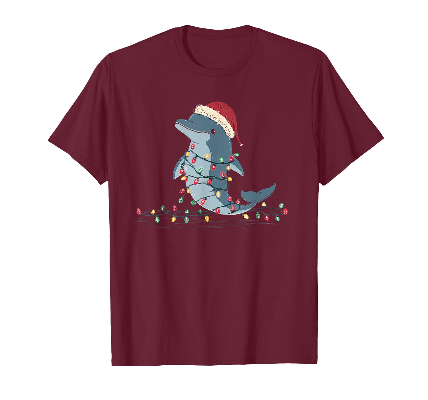 Funny Dolphin Christmas Graphics Animal Lights Lover T-Shirt