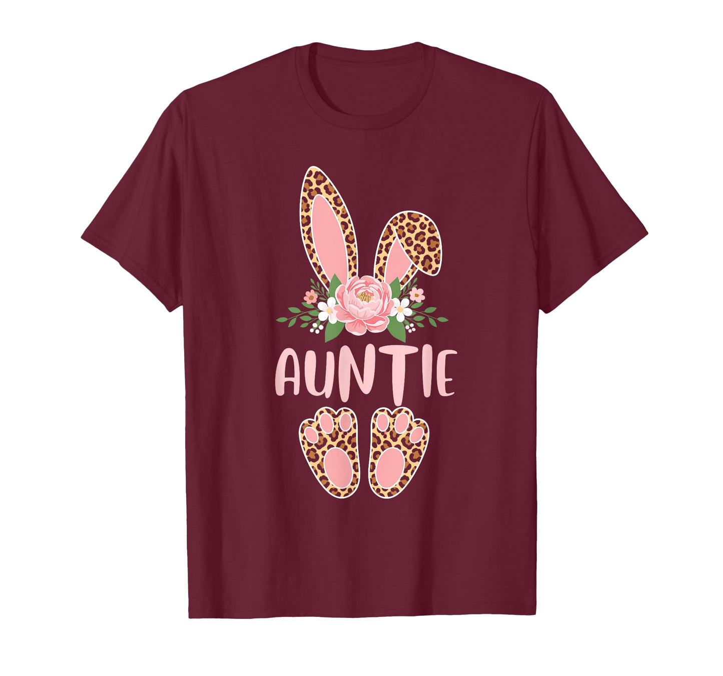 Floral Leopard Auntie Bunny Happy Easter Mother's Day T-Shirt