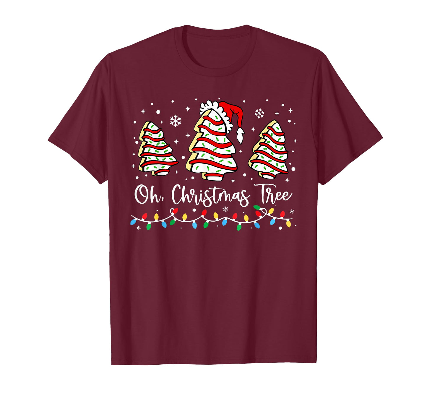 Funny Christmas Tree Snack Cake Light Santa Hat Xmas T-Shirt