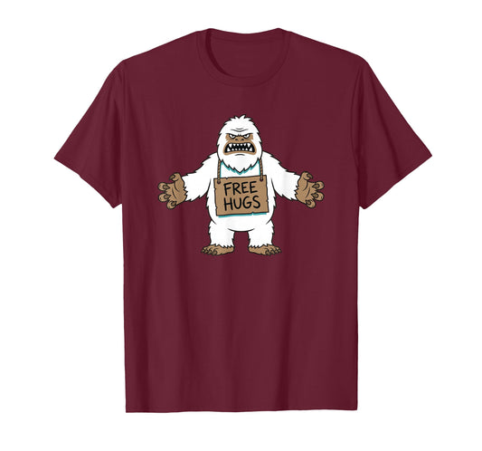 Funny Abominable Snowman Free Hugs Bigfoot Sasquatch T-Shirt