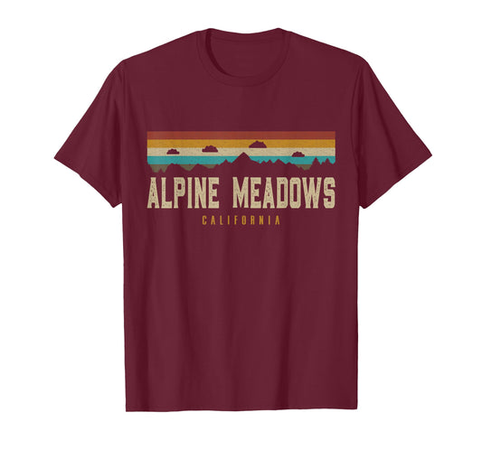 Alpine Meadows Mountains California Hiking Outdoors Retro T-Shirt