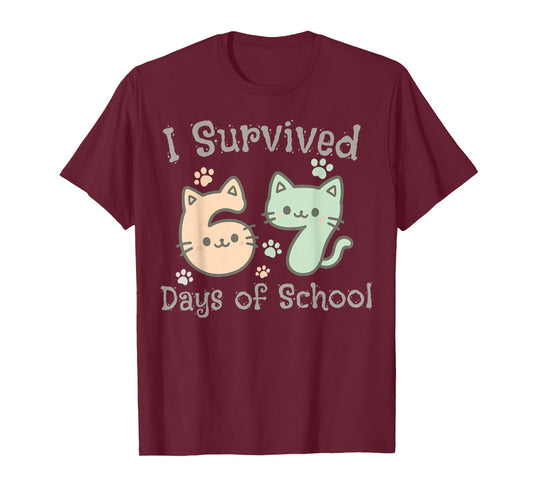 Cute Cat I Survived 67 Days of School Teachers Students T-Shirt